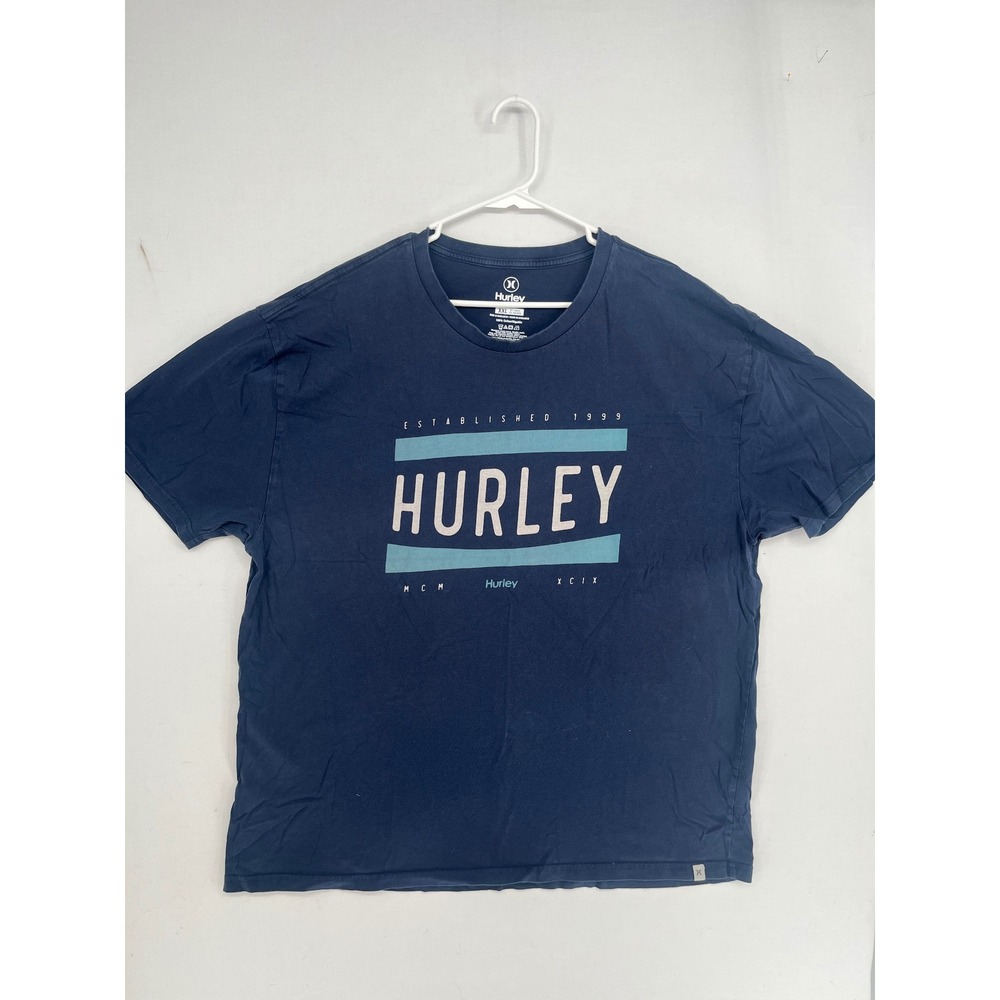 Hurley Mens Graphic T-Shirt XXL Navy Blue Short Sleeve Cotton Established 1999